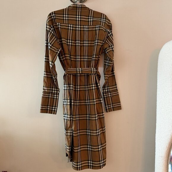 NWT Burberry Giovanna Beige Check Plaid Shirtdress Shirt Dress US Size 10 - Picture 5 of 7